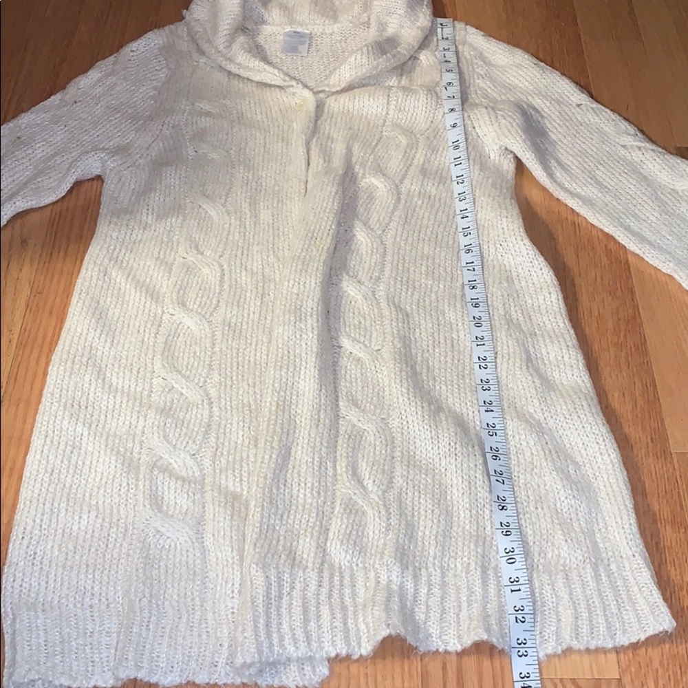 Long Cream Cable Knit Single Button Sweater M - Picture 5 of 5